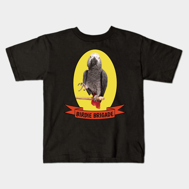 Birdie Brigade Congo African Grey Parrot Kids T-Shirt by Einstein Parrot